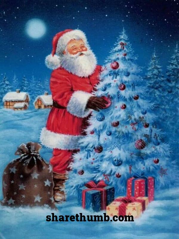 Santa decorate the x-mas tree